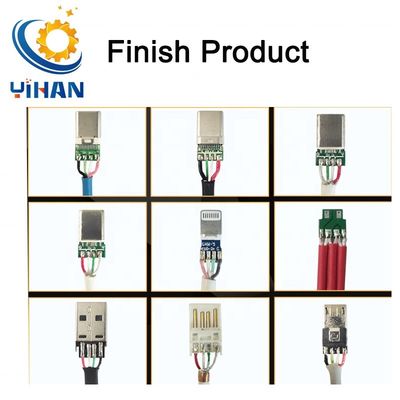 Máquina de fabricação de cabos USB para corte, desmontagem e solda de terminais do tipo C