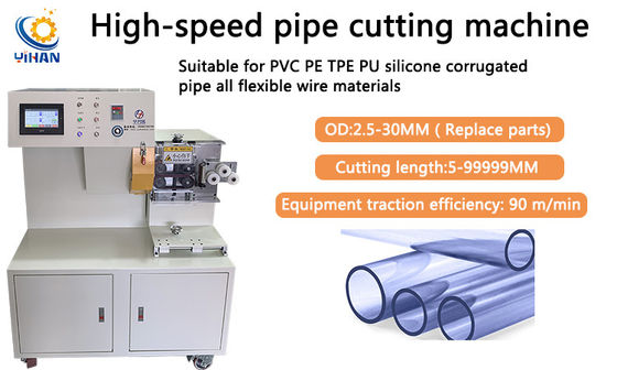 Máquina de corte de tubos circulares de borracha de PVC com eficiência de tração de 90 m/min